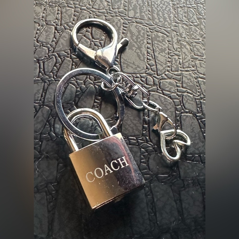 Coach Silver Keychain with Padlock Charm